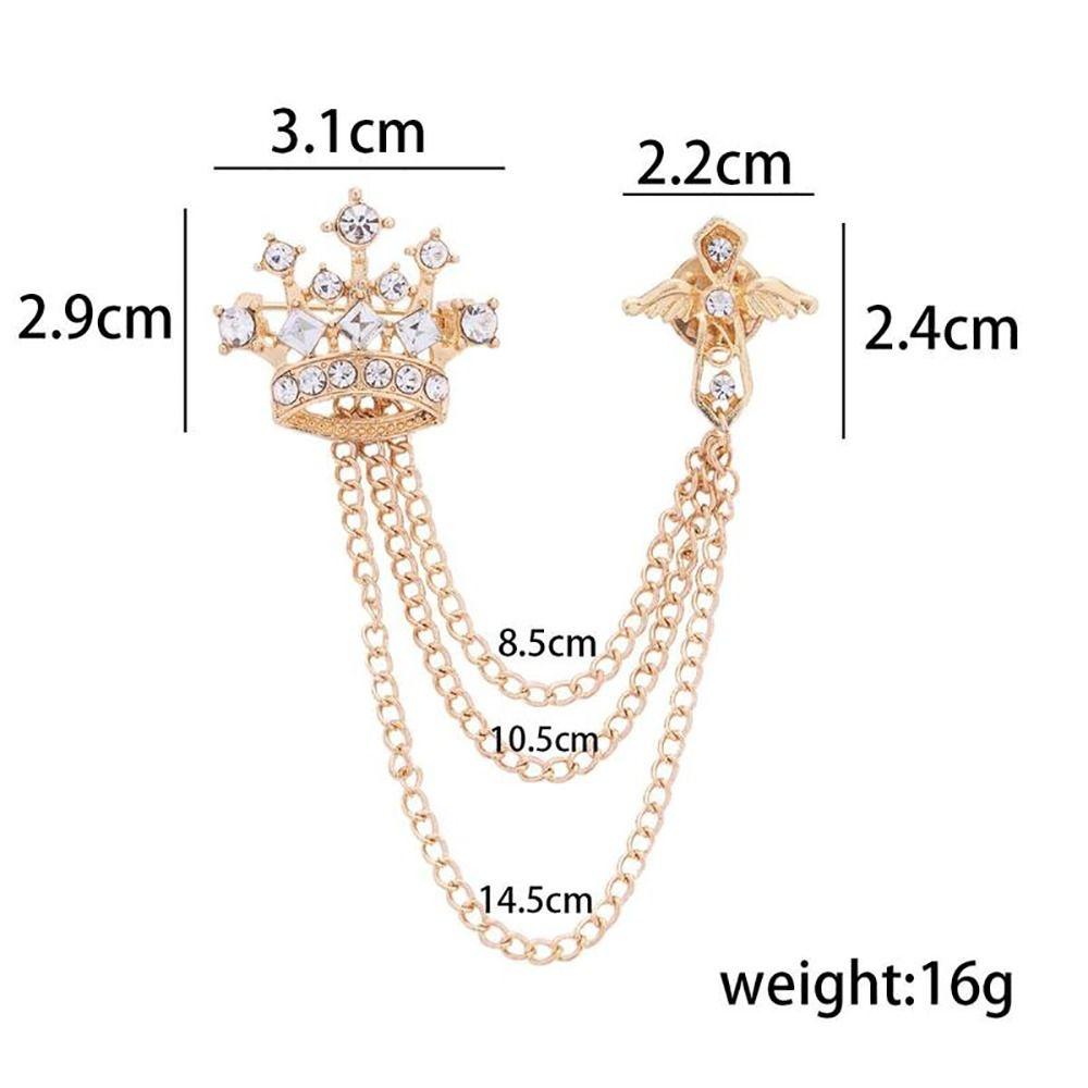 1Pcs Temperament Tassel Crystal Brooch Vintage Collar Jewelry  For Women Dress Mens Shirt Suit Set