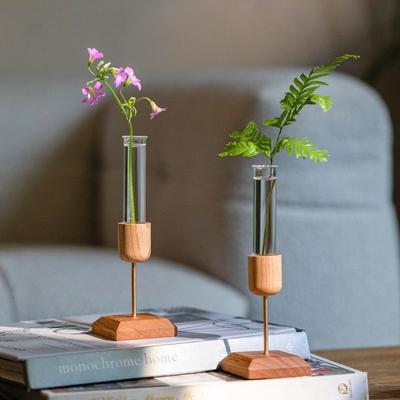 Solid Wood Desktop Creative Flower Arrangement Style Literary and Simple Wall Hanging Flower Glass Test Tube Vase Small Vase