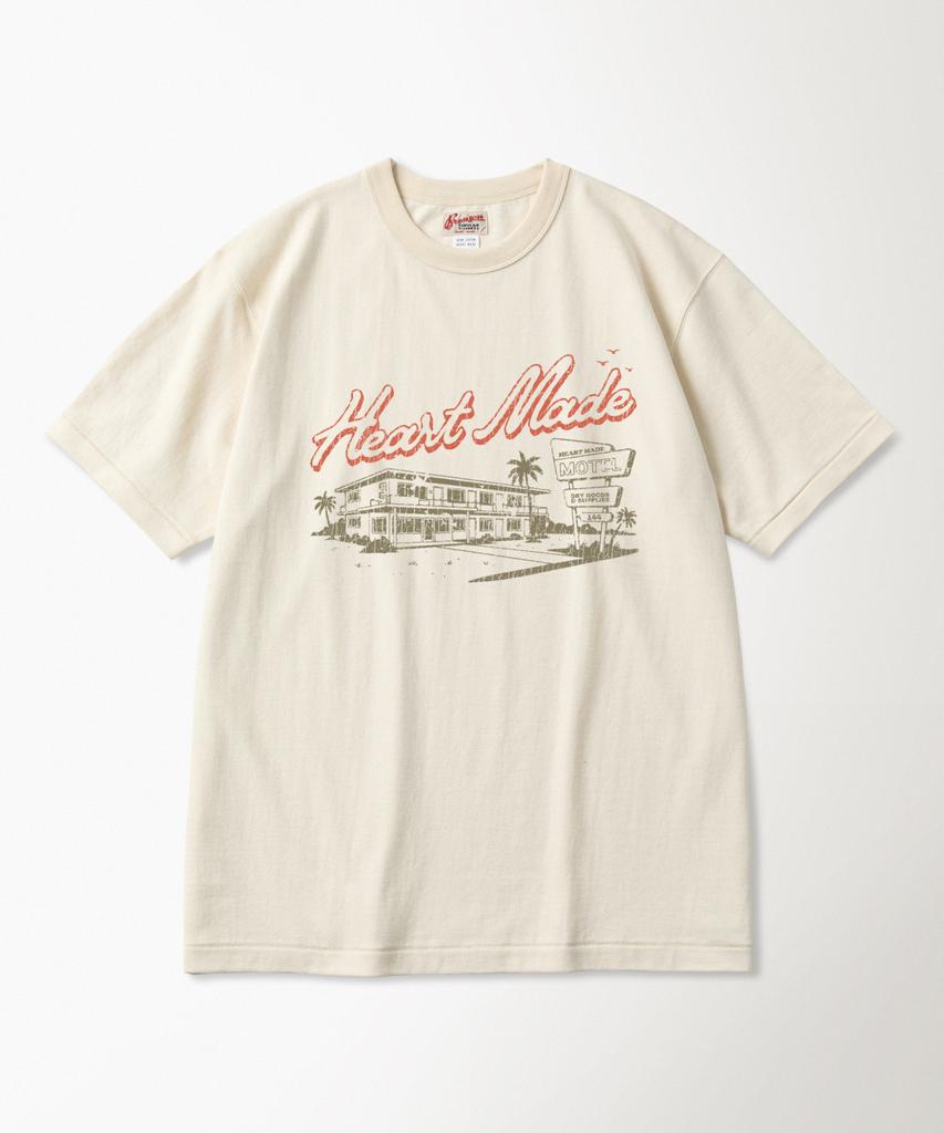 Beulonseun Heart Made Motel Loopwheeled Graphic Tee Apricot