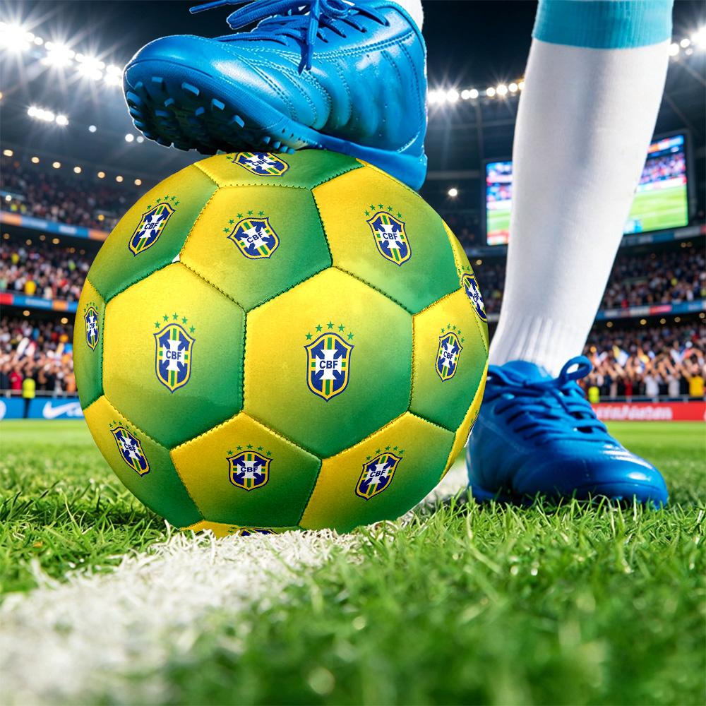 Brasilien Fußball Aufdruck Größe 5 Fußball Ball Verschleißfest Standard Erwachsenen Trainingsfußball Fan Geschenk für Indoor Outdoor Spiel Sport
