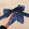 New Korean Oversized Hair Rope Rings Vintage Bule Color Plaid Elastic Hair Band Headband Scrunchies Women Hair Accessories Gifts
