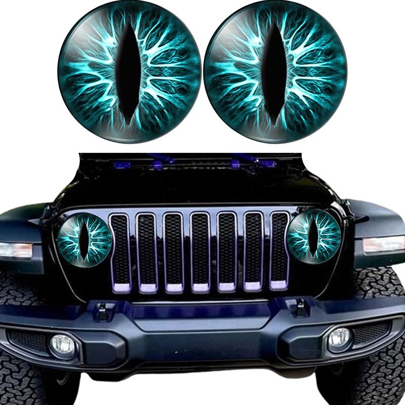 2Pcs Beast Eyes Headlight Decals Round Beastly Eyes Look Stickers Beak Front Motorcycle Stickers Car Window Bumper Decor Sticker