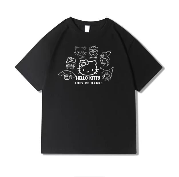 

Sanrio 2026 Summer Comic Form Hello Kitty Image 100 Cotton Printed Casual Tshirt Adult Children Parentchild Top Casual Wear S