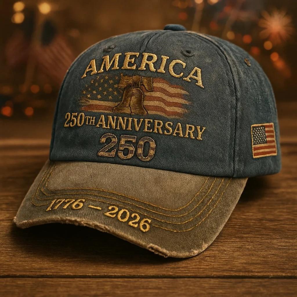 Patriotiska basebollkepsar för 250-årsjubileum, Retro Broderade Justerbara Hattar, Gåvor till Independence Day för Historieentusiaster