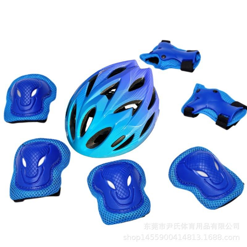 Kids Skateboarding Roller Skating Cycling Safety Gear Set Knee Elbow Wrist Pad Helmet Outdoor Sports
