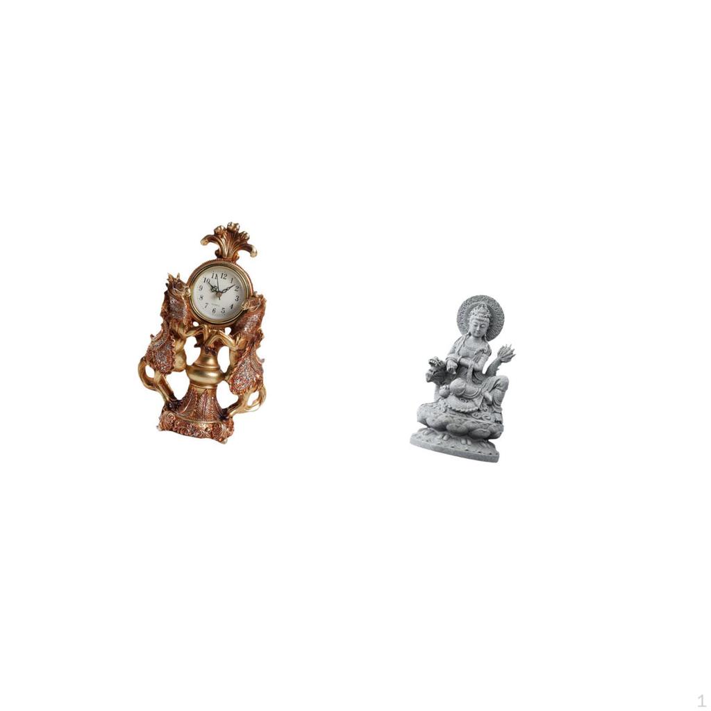 Horse Clock Desktop Figurine Decoration Crafts Collection Statue Animal Table for
