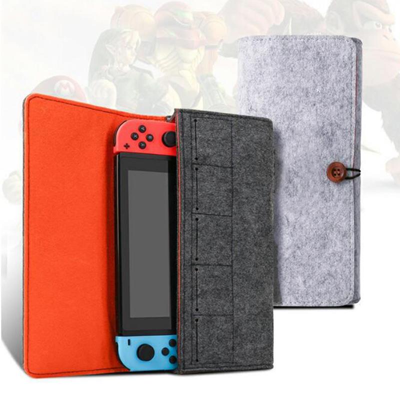 1pc Switch Felt Storage Bag Game Console Protective Cover Multifunction Card Charging Cable Case