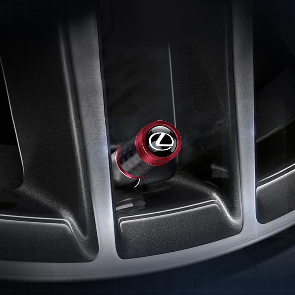 4PCS Carbon Fiber Car Wheel Tire Valve Stem Caps Metal Cover Accessorie For Lexus CT200h NX300h RX300 RX330 EX300h F Sport IS RX
