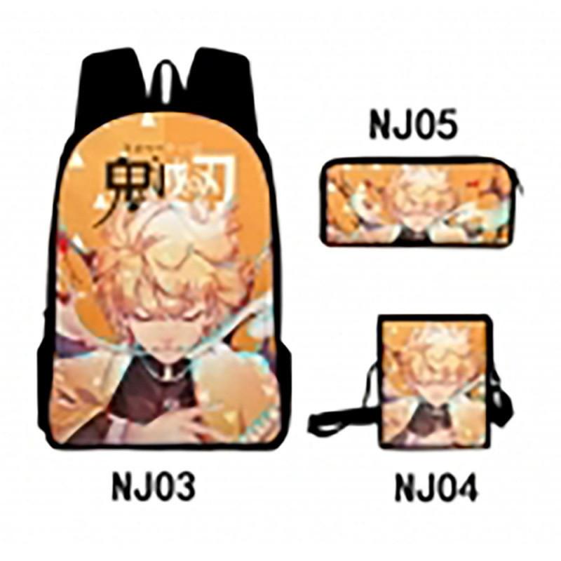 Demon Slayer Kimetsu No Yaiba Backpack Set With Breathable Polyester For School And Travel