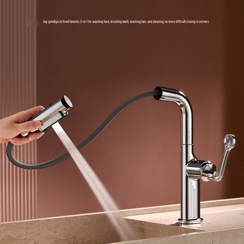 Robinet de Lavabo Extensible à 3 Vitesses Chaud & Froid TLXT