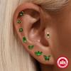 S925 Sterling Silver Green Fresh Retro Red Color Flat Head Stud Earrings Round Personality Versatile Earbone Stud Puncture