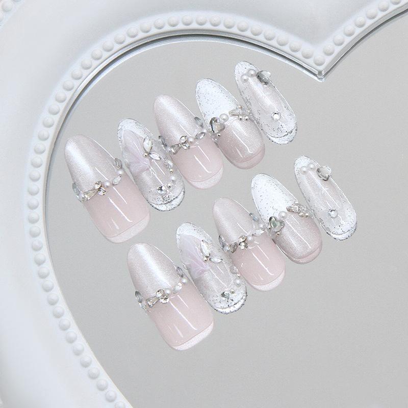 Three-dimensional Streamer Cat's Eye Peach Powder Butterfly Shining Diamond French Temperament European and American Ins Style Removable