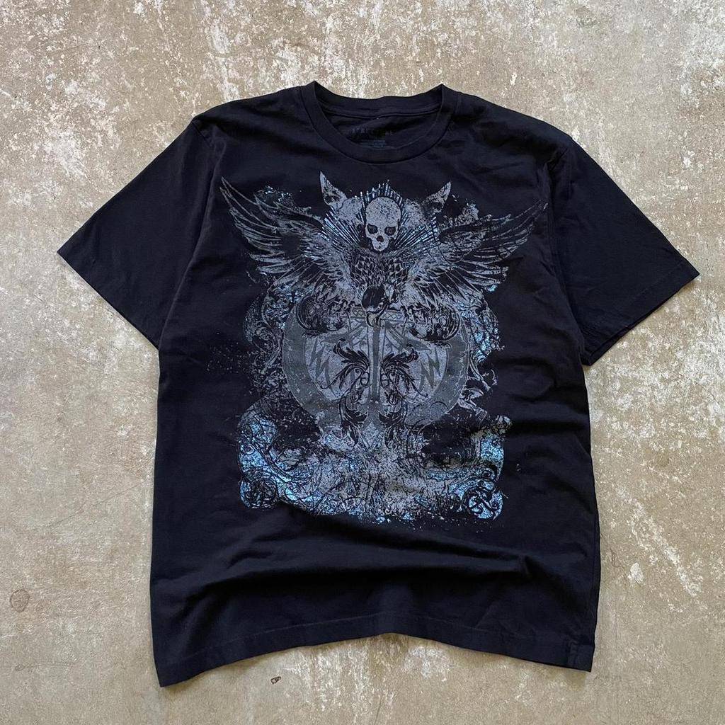 Classic Y2k Gothic Style Tshirt Print Oversized T Shirt High Street Shirts Gothic Round Neck Cotton Tops New Unisexs Unisex T Shirt