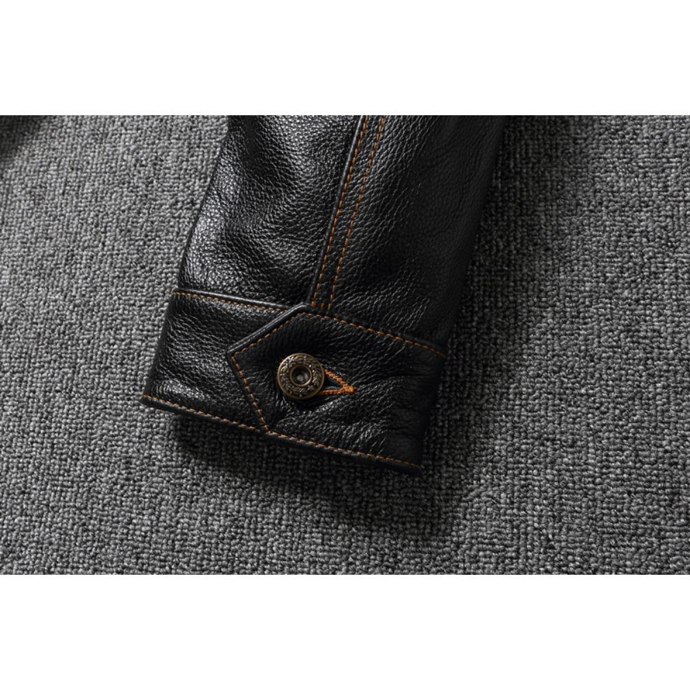 Chinese Size Classic 507 Men Leather Jacket Genuine Cowhide Vintage Slim Short Spring Autumn