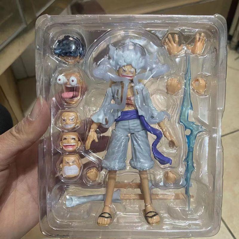 New Thief King D Luffy Gear 5 Sun God Carney Interchangeable Face Super Movable Action Doll Multi-Accessory Decorative Toy