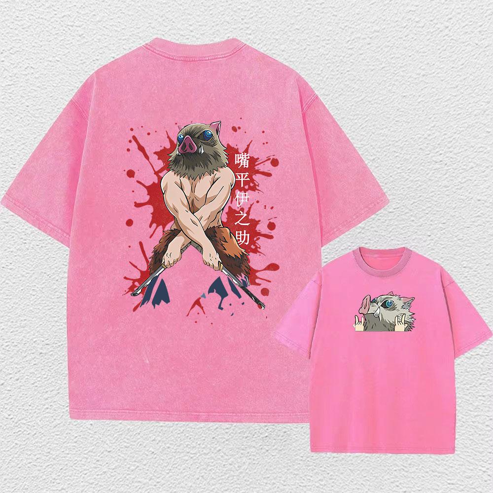 Unisex Anime Acid Washed Tshirts 100% Cotton Retro Harajuku Style Printed Wash Tshirts Oversize Sports And Leisure Hip Hop