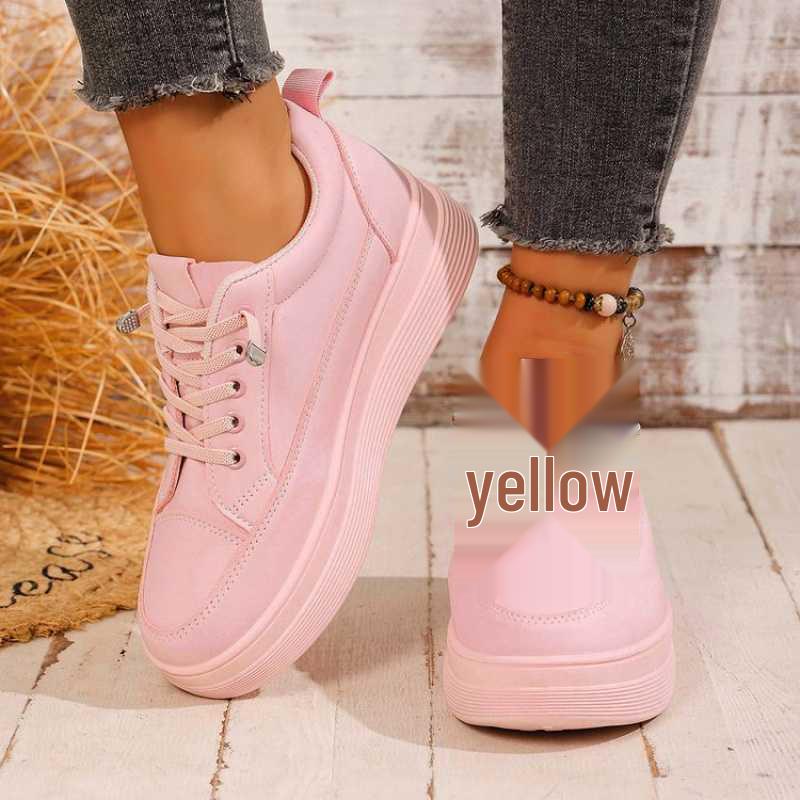 Women's Breathable White Sneakers - Korean Style, Versatile, Casual, Thick-Sole Sports Shoes for Spring and Summer.