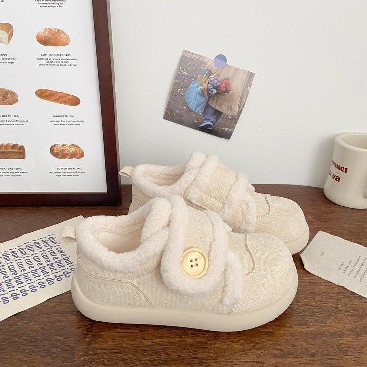 Retro big head Velcro velvet warm sports cotton shoes new winter Birkenstocks 35