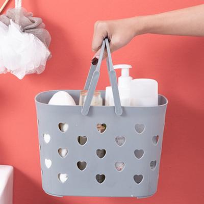 2pcs Portable Storage Basket Shower Tote Heart Shaped Hollow with Handle Organizer Bin Bathroom Pantry Kitchen Storage Box