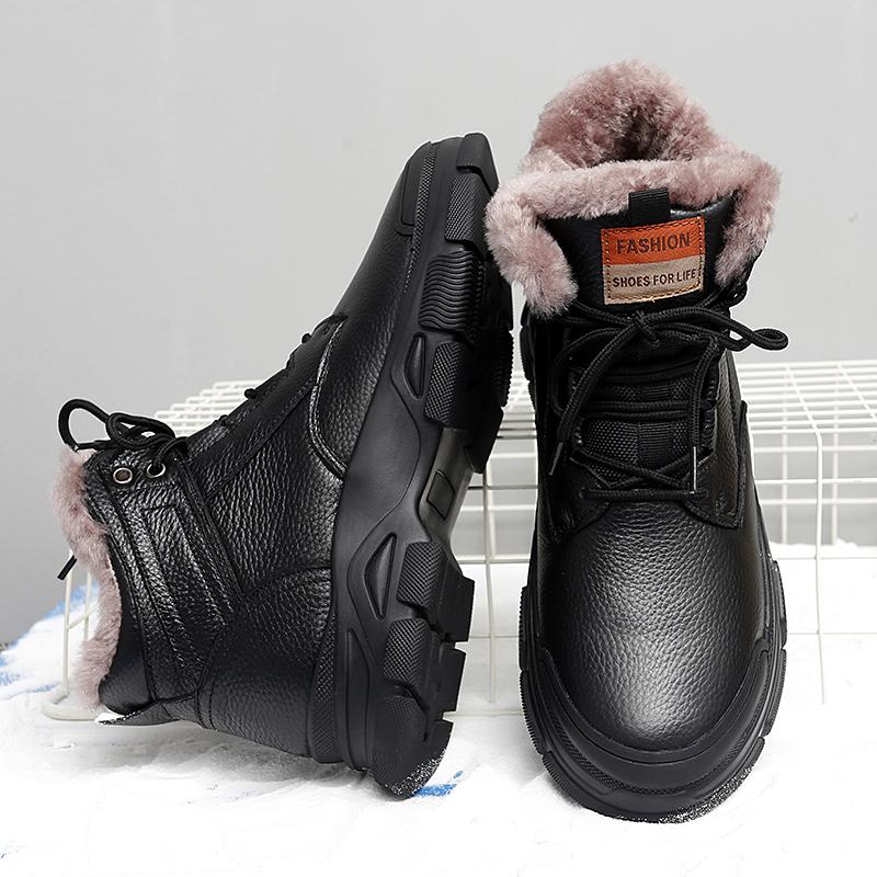 Mode Wanderschuhe Herren Winter Outdoor Warmes Fell Rutschfest Mode Luxus Outdoor Arbeit Schneestiefel Schuh Winter Bequeme Trekkingschuhe