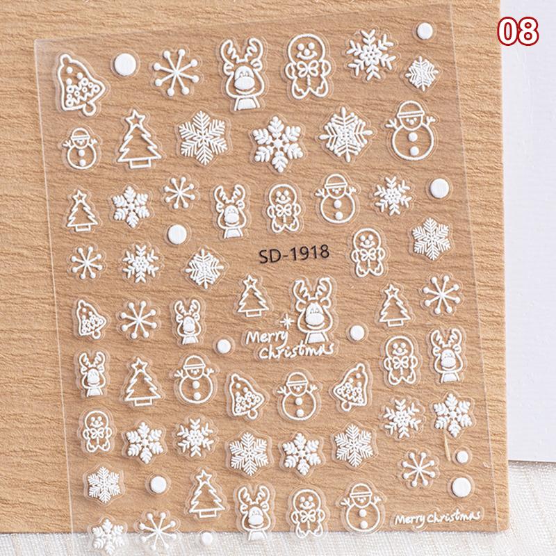 Christmas Lovely Cartoon Bowknot Santa Claus Snowman Christmas Tree Elk Snowflake Nail Art Stickers Xmas Cute Manicure Decals