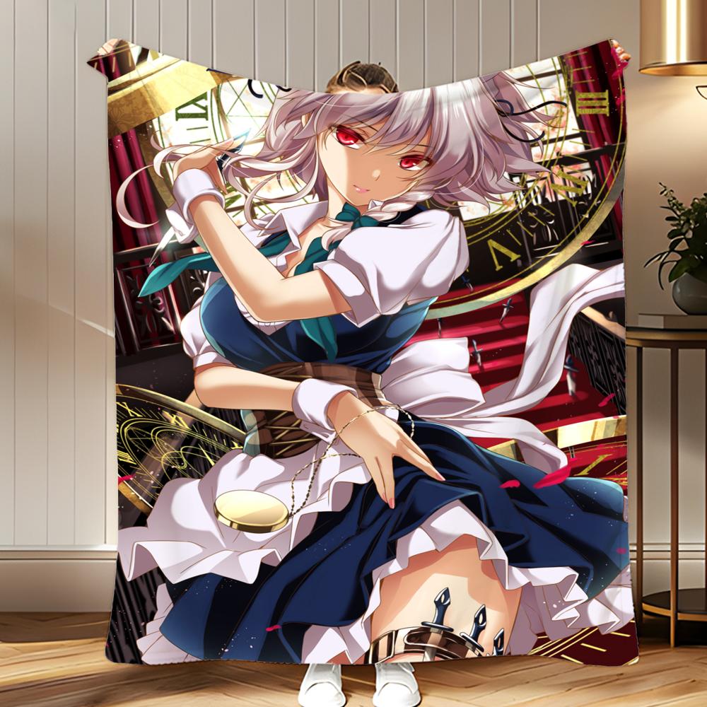 classic game IP The Touhou Project Throw Soft Coral Fleece Blanket 310gsm Fluffy Warm Throw for Sofa Bed Couch Bedroom Decor