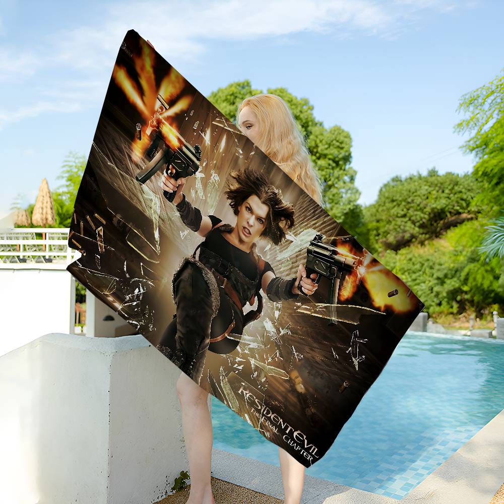 Horror Game R-Resident E-Evil Bath Towel Microfiber Soft Water Absorbing Breathable For Girl Kids Decorative Cartoon Beach Towel