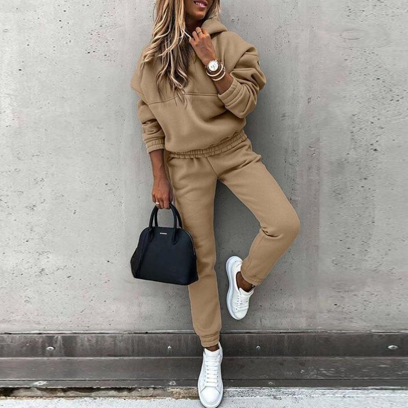 Autumn and Winter Long Sleeved Sports and Leisure Hoodie Set, Two-piece Set