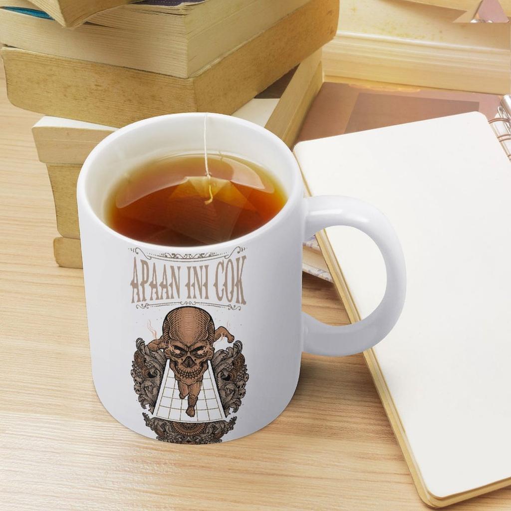 11oz Weiße Keramiktasse mit doppelseitigem Druck, Hitzebeständig und Glatt, Ideal für den täglichen Getränkegenuss