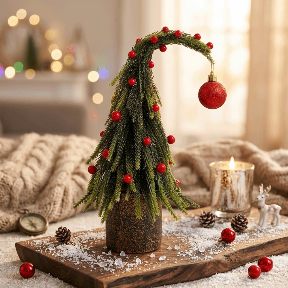 Dense Artificial Foliage Christmas Tree Bent Top Artificial Xmas Tree Christmas Party
