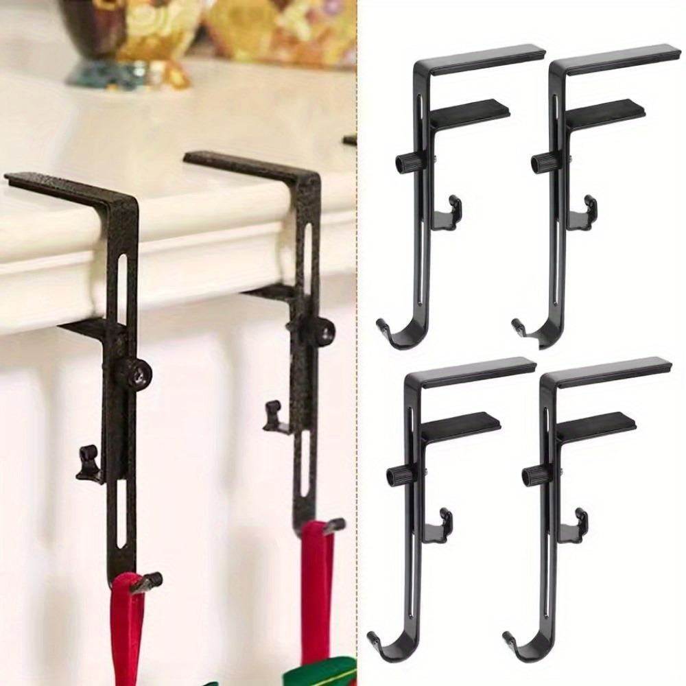 2Pcs/4Pcs Mantel Decorations Hook Up Stocking Hooks for Fireplace Christmas Stockings Holder Xmas Decorate Black Holders Mantle Hanger