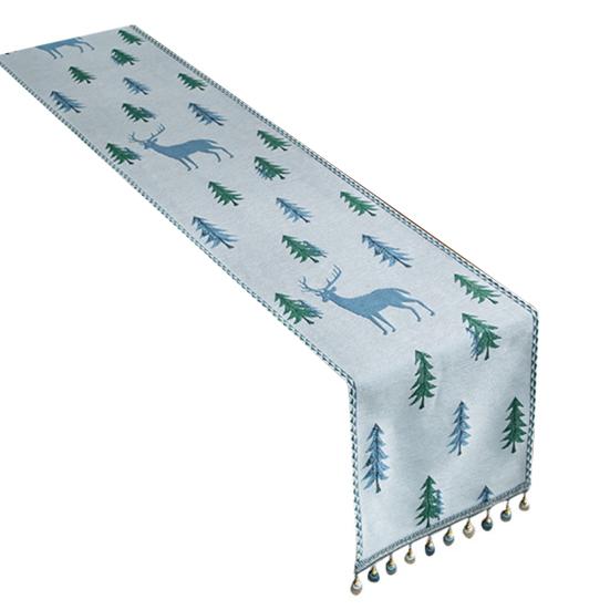 Christmas Tree Table Runner Winter Holiday Christmas Elk Dining Cloth Placemat New Year Home Kitchen Rustic Decorations