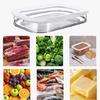 Kühlschrankgeeigneter Kunststoff-Lebensmittelaufbewahrungsbehälter mit auslaufsicherem Deckel Spülmaschinenfest Transparente Küchen-Organizer-Box