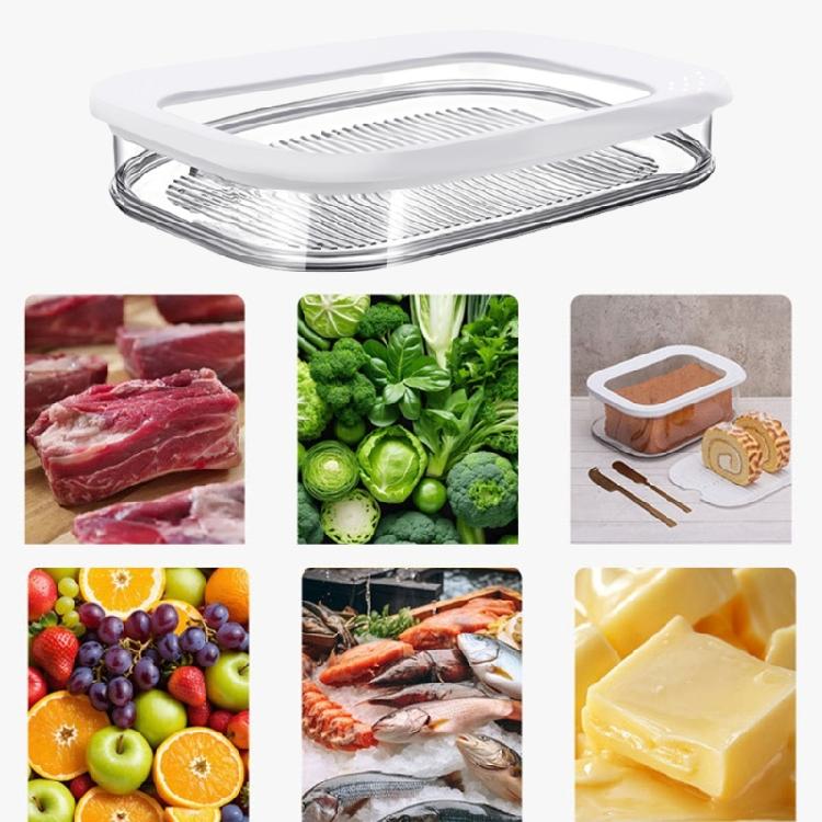 Kühlschrankgeeigneter Kunststoff-Lebensmittelaufbewahrungsbehälter mit auslaufsicherem Deckel Spülmaschinenfest Transparente Küchen-Organizer-Box