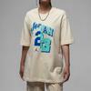 Jordan Alphanumeric Logo Print Sport Casual Breathable Loose Round Neck Short Sleeve Drop Shoulder T-Shirt Women Tops Beige FQ0362-113
