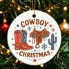 Festive Home Decor Ceramic Christmas Ornament, 2D Double Sided Cowboy/Nutcracker/Holy Berry Hanging Holiday Window Decorations Ornament for