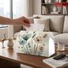 2D Flat 1pc, Tissue Box. Watercolor Floral Pattern Napkin Dispenser, Reusable, Daily Desktop Tissue Organizer, Suitable for Kitchen Living Room Bedroo