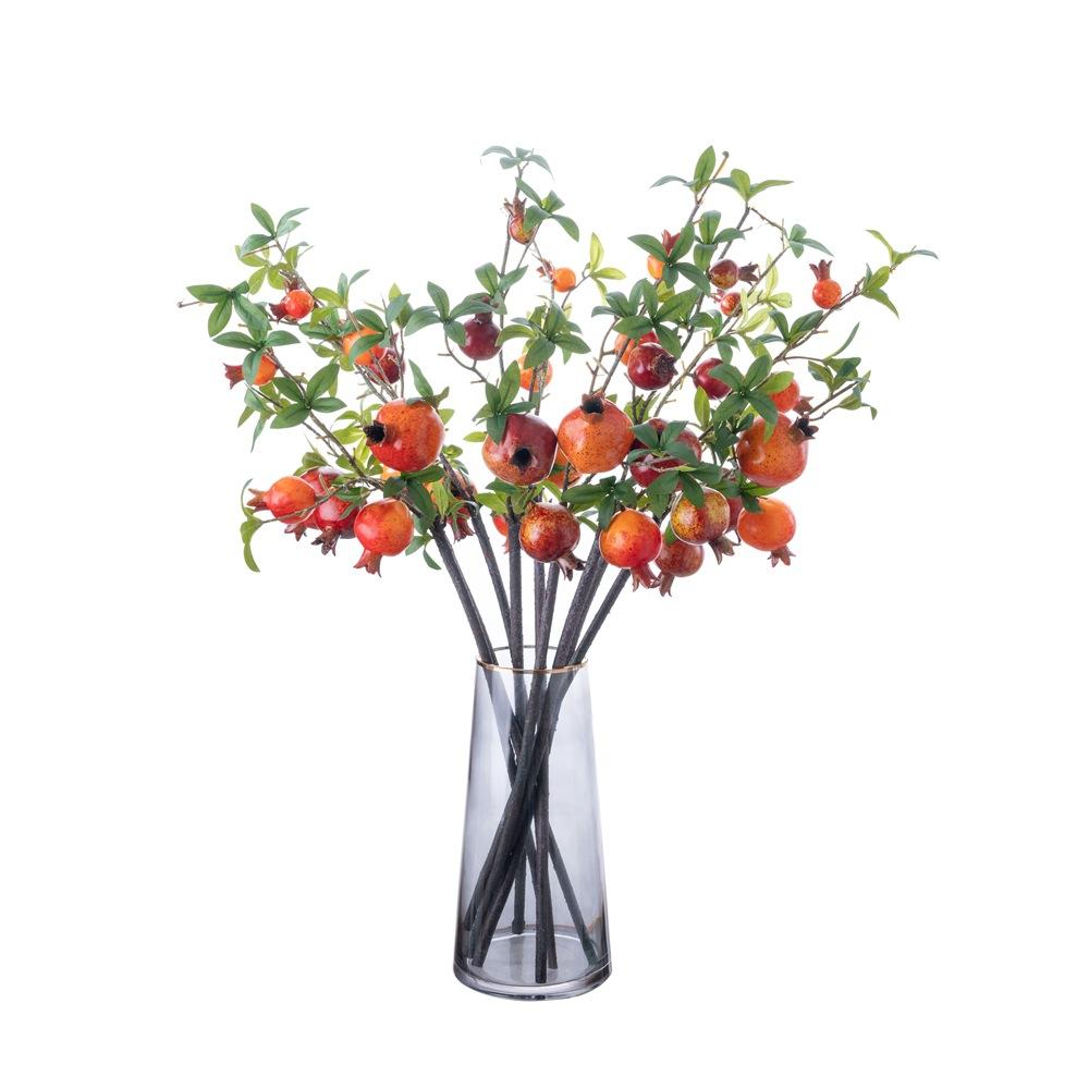 3pcs Artificial Pomegranate Stems with Leaves, Faux Fruit Branches for Rustic Home Decor, Fall Centerpieces, Wedding & Holiday Arrangements,73cm