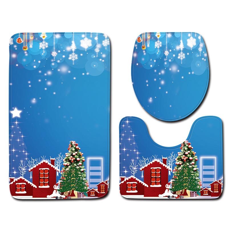 

Santa Toilet Three-Piece Floor Mat Doormat Bathroom Carpet Three-piece set 45 * 75cm