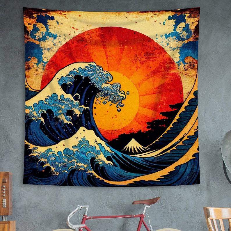 Katsushika Hokusai s The Waves tapestry 75x100 чёрный