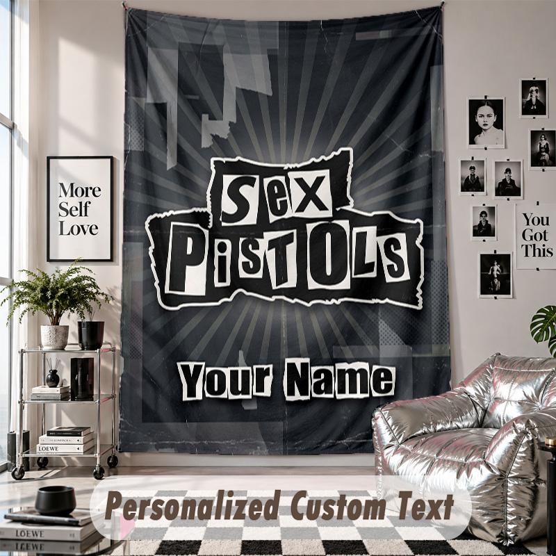 Wall Hanging Tapestry With Custom Name & Text, Sex Pistols Decorative Tapestry For Bedroom