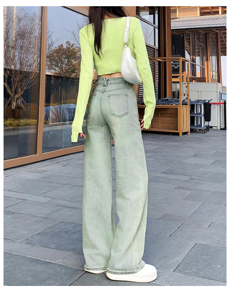 Nostalgic High-Waist Blue Wide Leg Jeans for Women - Summer 2025 Slimming Petite Straight Pants