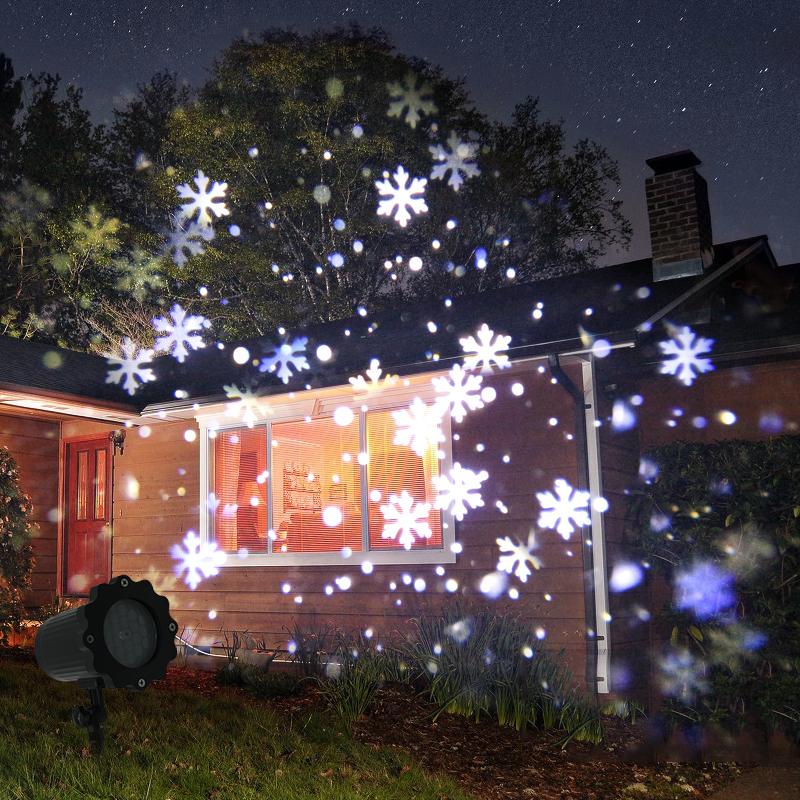 Snowflake Led Projector Light with Remote Control Outdoor Lawn Garden Christmas Stage Decoration Projection Pattern Blizzard Lamp