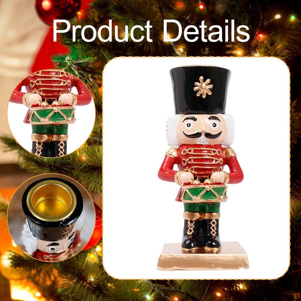 Nutcracker Candle Holder Stand Figurine Collection Candlestick Ornament for Living