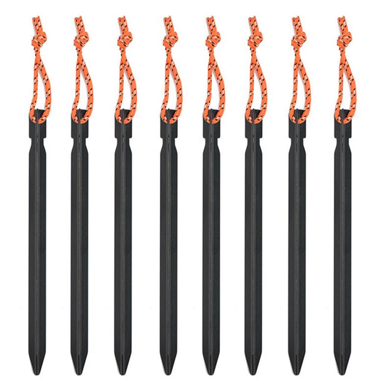 18cm Triangular Aluminum Tent Pegs Lightweight Tent Stakes with Pull Rope for Camping Canopy Outdoor Equipment