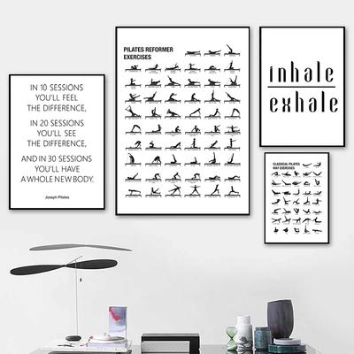 Plakat z wykresem ćwiczeń Pilates, płótno, dekoracja ścienna do sali do jogi, prezent Pilates, przewodnik kulturystyczny, obraz do fitness, siłowni