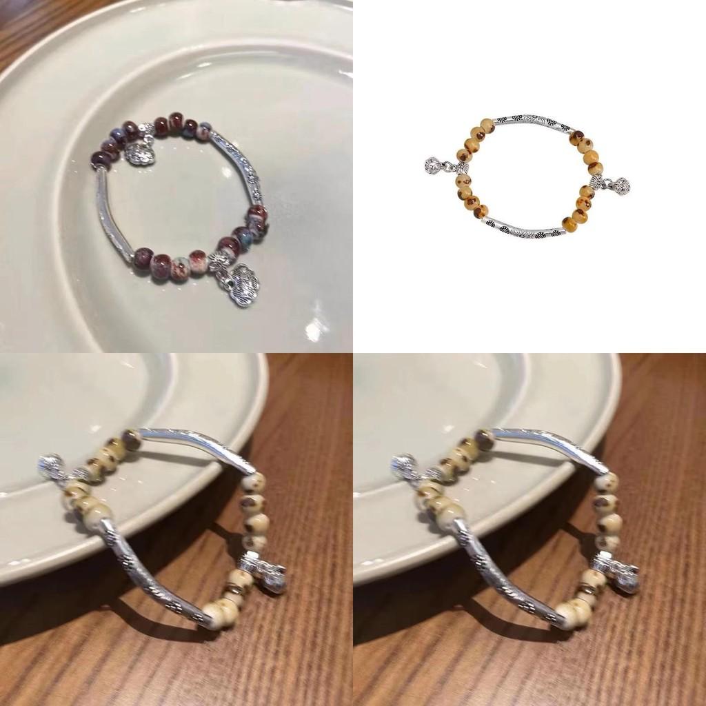 Artistic Vintage Amber Peace Lock Bracelet For Women Geometric Style Summer 2024