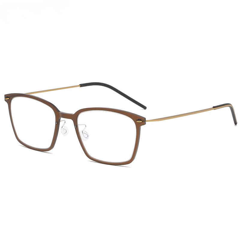 Unisex Retro Titanium Square Myopia Glasses - Full Frame 6536