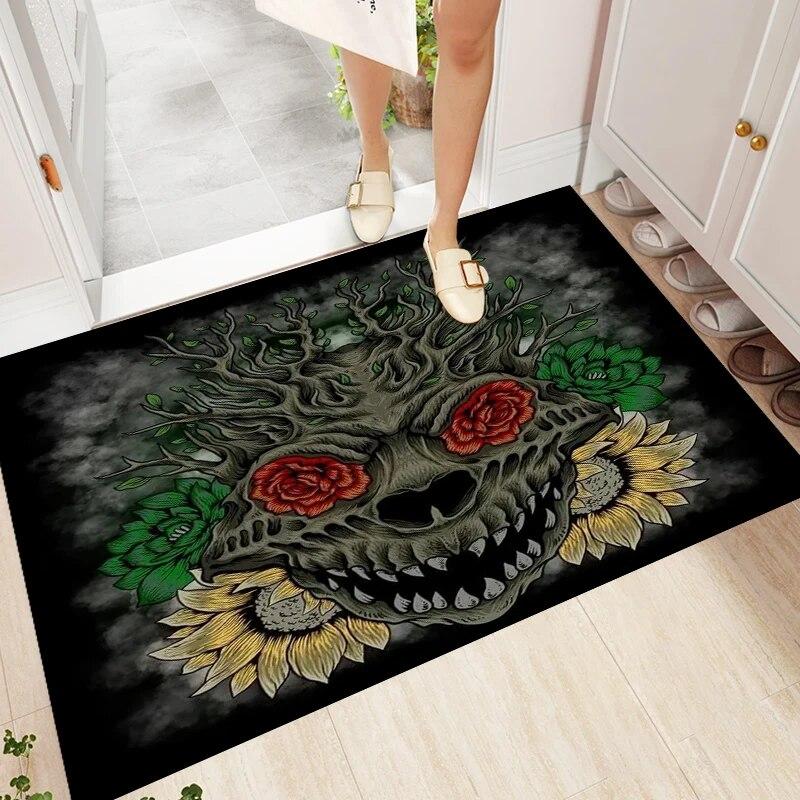 Skull Art Rugs and Carpets for Home Living Room BedRoom Decoration Area Rug Doormat Kitchen Bathroom Non-slip Mat Cartoon Rugs