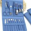 16pcs Steel Nail Clippers Set Steel Manicure Set Professional Pedicure Grooming Kit Blue